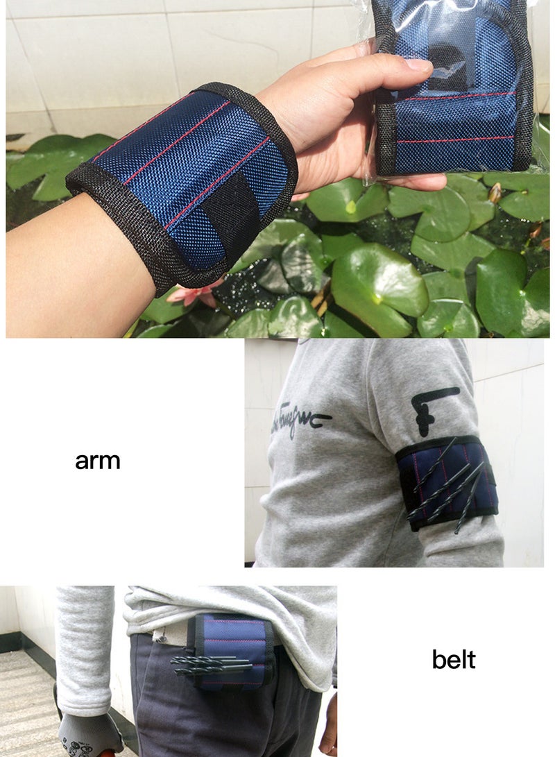 3 rows of 6 magnetic pieces magnetic wristband hardware multi-function magnetic tool wrist - Image 3