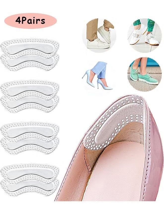 4 Pairs Heel Grips Pads for Loose Shoes, Gel Filler Heel Grips, Clear Silicone Heel Protector Insoles for High Heels Stop Heel Slip and Blister - Image 1