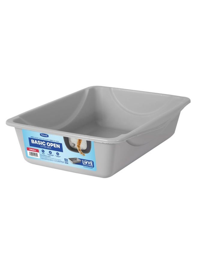 Petmate Open Cat Litter Box,Mouse Grey, Small (14"x10.5"x3.5") - Image 1