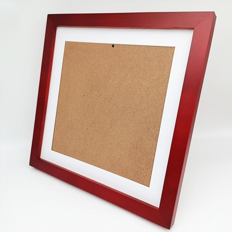 KELE MODEL 10x10 Picture Frames Red with Mat 8x8 Opening Solid Wood Frame  Plastic Panel (Film Needs to be Removed) Table or Wall.Front Window Opening 9.6x9.6 inch. - Image 3