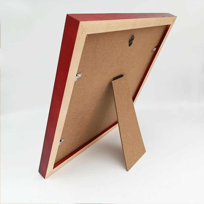 KELE MODEL 10x10 Picture Frames Red with Mat 8x8 Opening Solid Wood Frame  Plastic Panel (Film Needs to be Removed) Table or Wall.Front Window Opening 9.6x9.6 inch. - Image 5