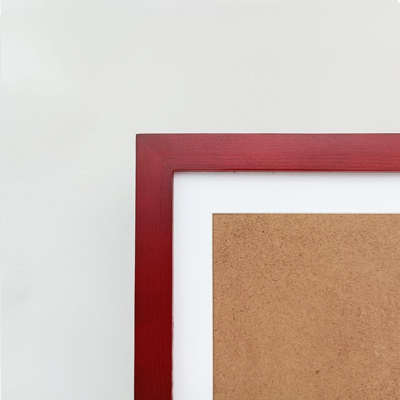 KELE MODEL 10x10 Picture Frames Red with Mat 8x8 Opening Solid Wood Frame  Plastic Panel (Film Needs to be Removed) Table or Wall.Front Window Opening 9.6x9.6 inch. - Image 2