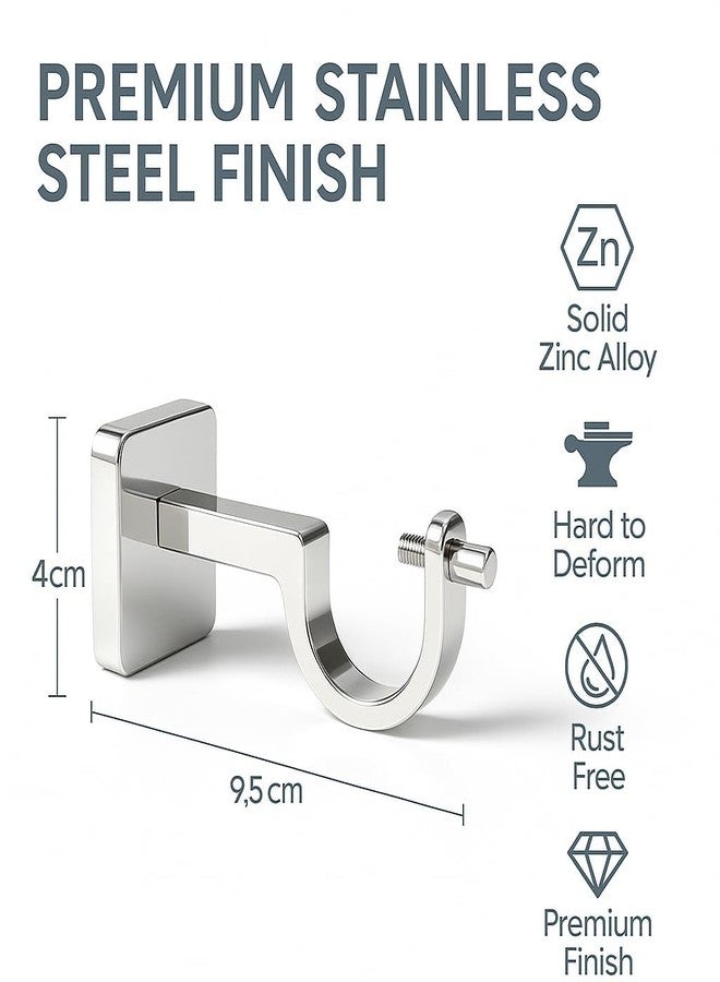 Colornest Silver Curtain Rod Brackets for 1-Inch Curtain Pole | Premium Metal Curtain Holders, 35 Kg Load Capacity| Wall Mount Support Hardware - 2 pcs - Image 3