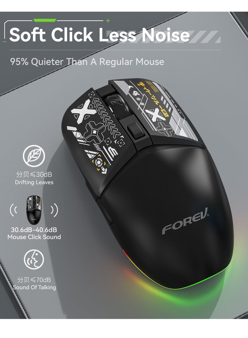 FV-210 Rechargeable Dual-Mode Bluetooth BT5.1 & 2.4G Wireless Connection – Silent Clik – 4 Buttons – 500mAh Power Saving on/off button – PAW 3212 / 3200DPI Optical Sensor – Apandics Design – UV Coating – For Gaming ,Office business ,WIN / iOS/ Android