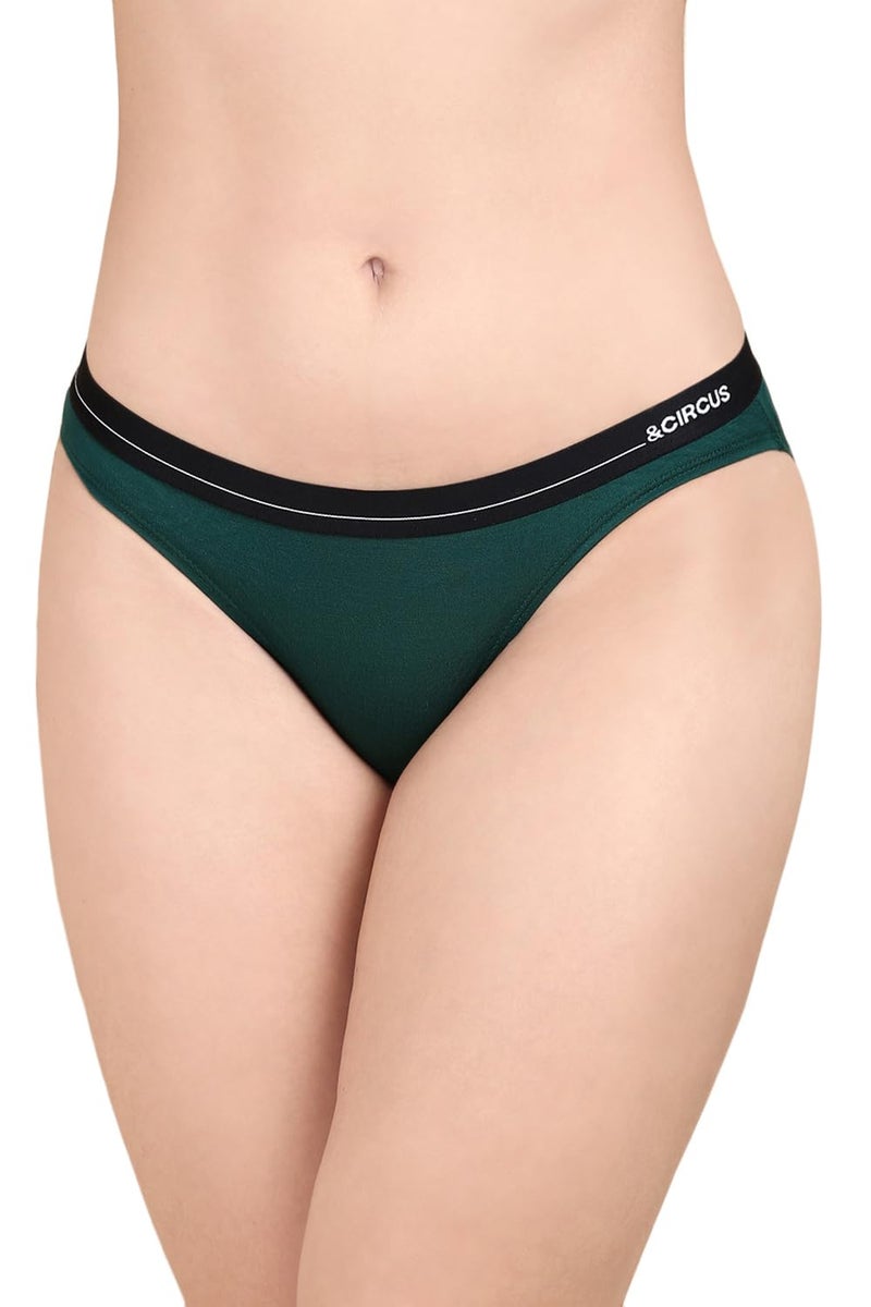 Circus &Circus Women's Puresoft Beechwood Modal Bikini | Innerwear for Women Seamless Underwear for Women Bikini for Women | (Pack of 2) (Onyx, Racing Green), S - Image 3