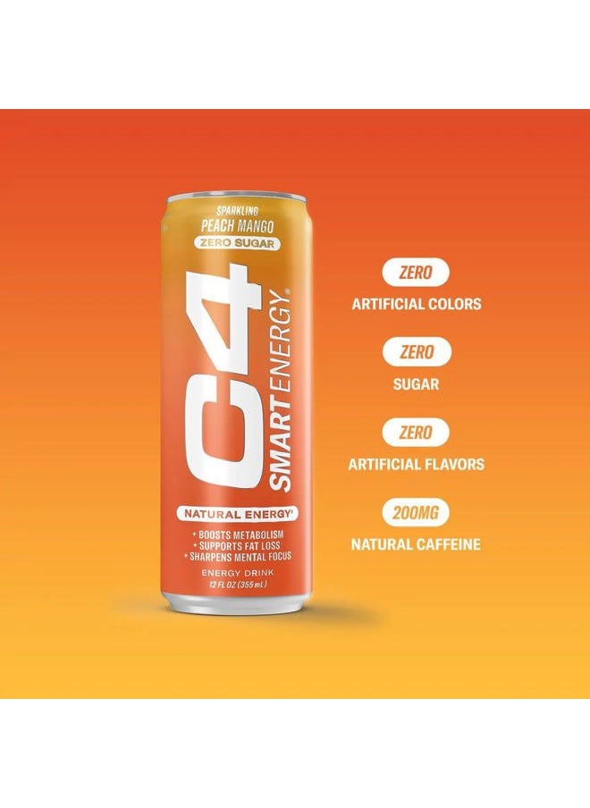 CELLUCOR - C4 Smart Energy Drink - Sugar Free Performance Fuel & Nootropic Brain Booster, Coffee Substitute or Alternative | Strawberry Guava 12 Oz - 12 Pack - Image 1