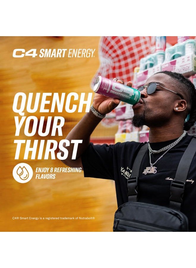 CELLUCOR - C4 Smart Energy Drink - Sugar Free Performance Fuel & Nootropic Brain Booster, Coffee Substitute or Alternative | Strawberry Guava 12 Oz - 12 Pack - Image 1