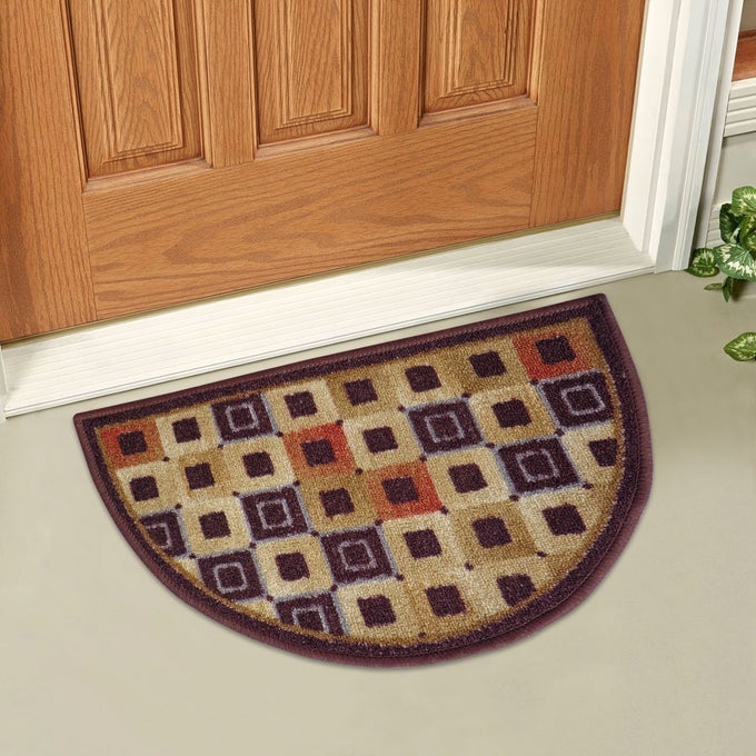 SEMI CIRCLE/D-SHAPE ENTRANCE FLOOR DOOR MATS HOME DECOR NON-SLIP CARPET FOR BATHROOM, BEDROOM, BALCONY, LIVING ROOM WASHABLE DIRT TRAPPER (15 X 23 INCH)
