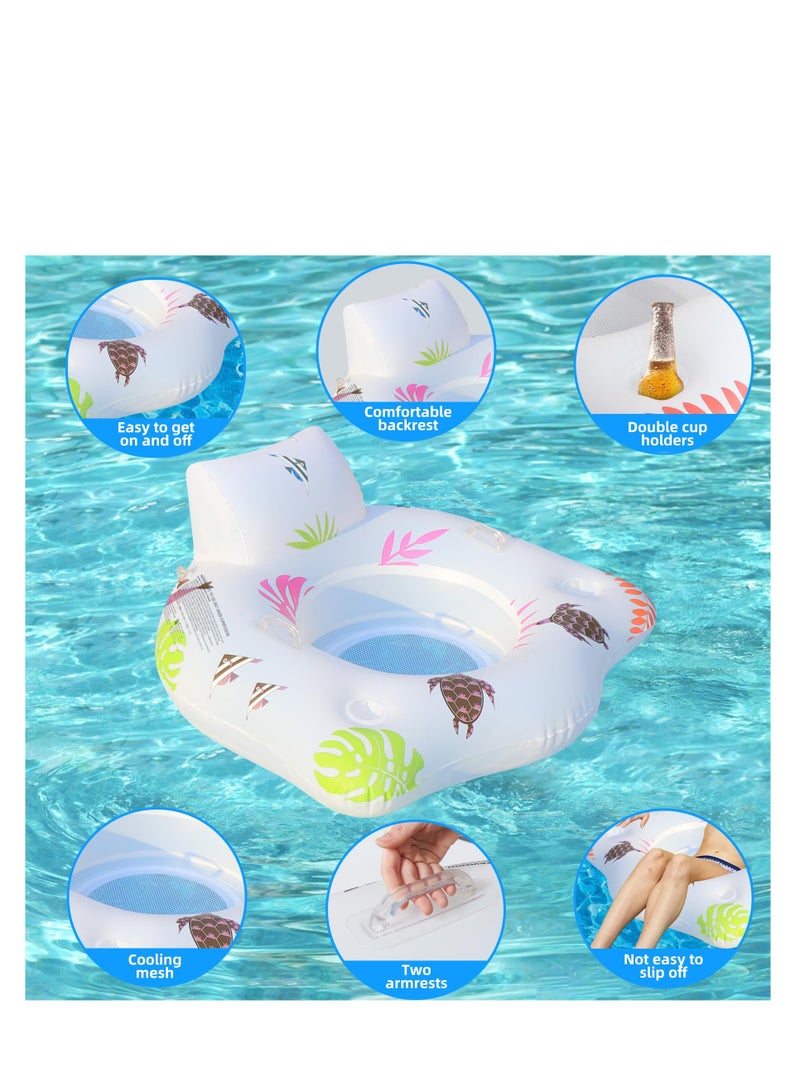 SYOSI Solar Inflatable Pool Floats with Colorful Lights, Light Up Pool Floaties for Adults, Large Pool Float Chairs with 2 Cup Holders & 2 Handles, Swimming Pool Tubes Floaties for Party, Pool Raft - Image 3