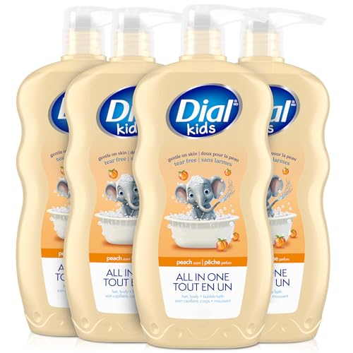 Dial Kids 3-in-1 Body + Hair + Bubble Bath, Peach, 24 fl oz (Pack of 4) - Image 1