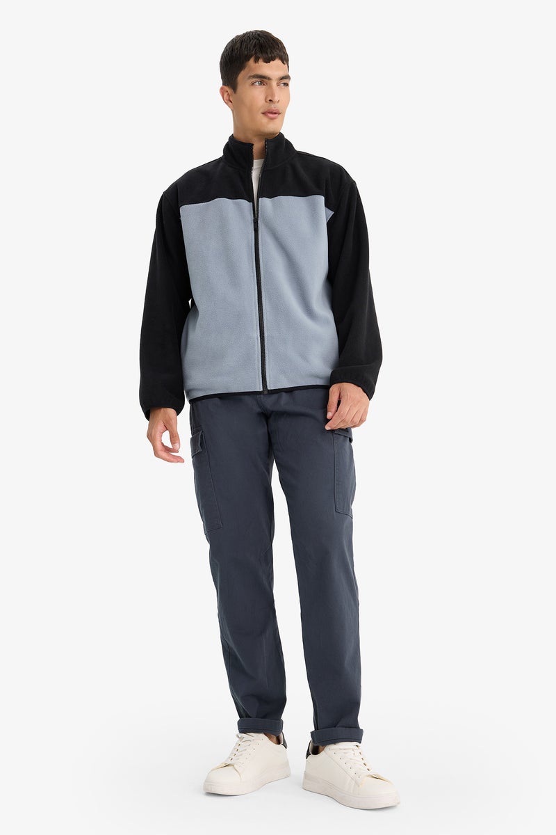 DeFacto Black Man Relax Fit Half Turtleneck Zip Up Fleece Cardigan Casual - Image 2