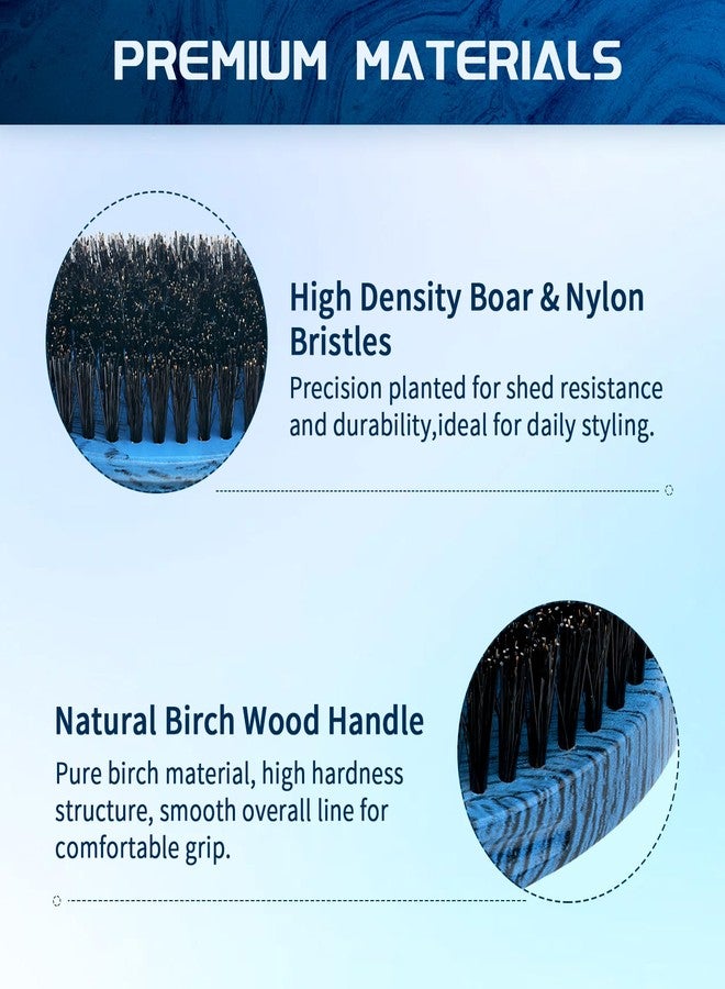 Goiple 360 Curved Wave Brush For Men & Beard - Medium Hard Palm Wave Hair Brushes Wave Styler Great for Wolfing - Made with Beech Mix Boar & Nylon Bristle Brush for Barbers & Daily Use Black Hair (Blue) - Image 5