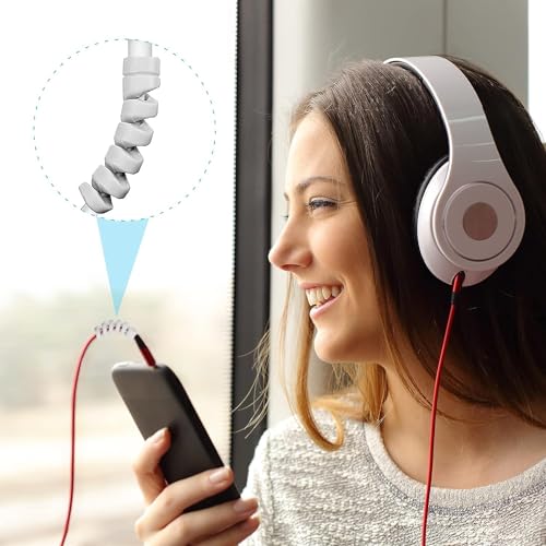 STRIFF 25 Pieces Highly Flexible Silicone Cable Protectors, Charger Cable Protector, Charger Protector, Wire Protector, Charging Cable Protector (Black & White) - Image 4