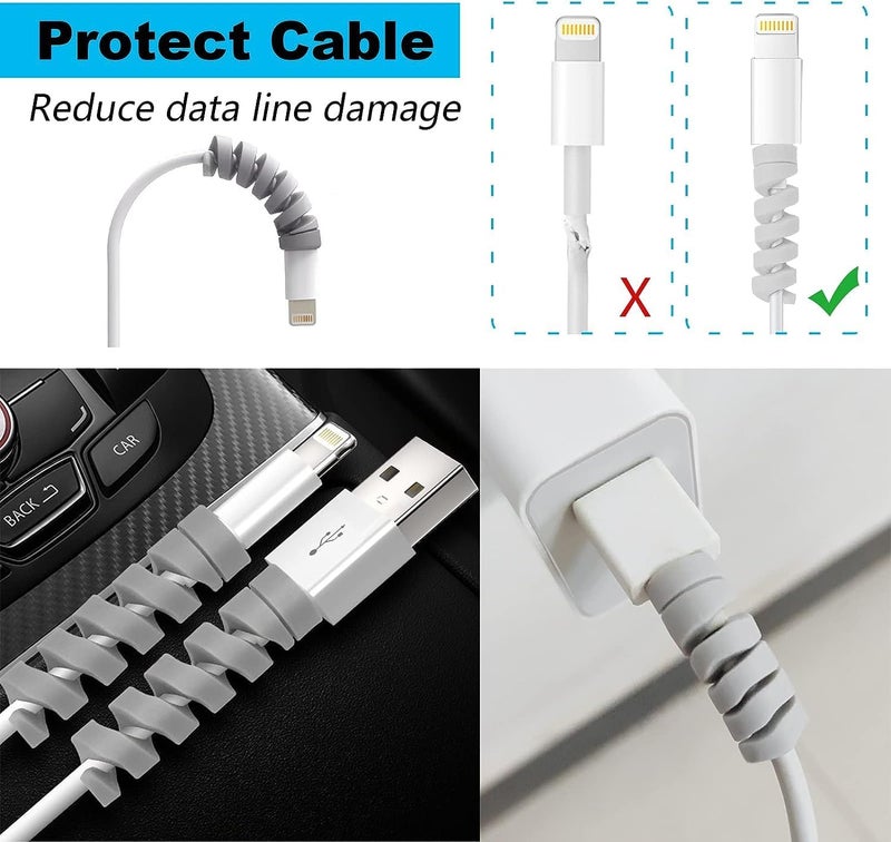 STRIFF 25 Pieces Highly Flexible Silicone Cable Protectors, Charger Cable Protector, Charger Protector, Wire Protector, Charging Cable Protector (Black & White) - Image 3