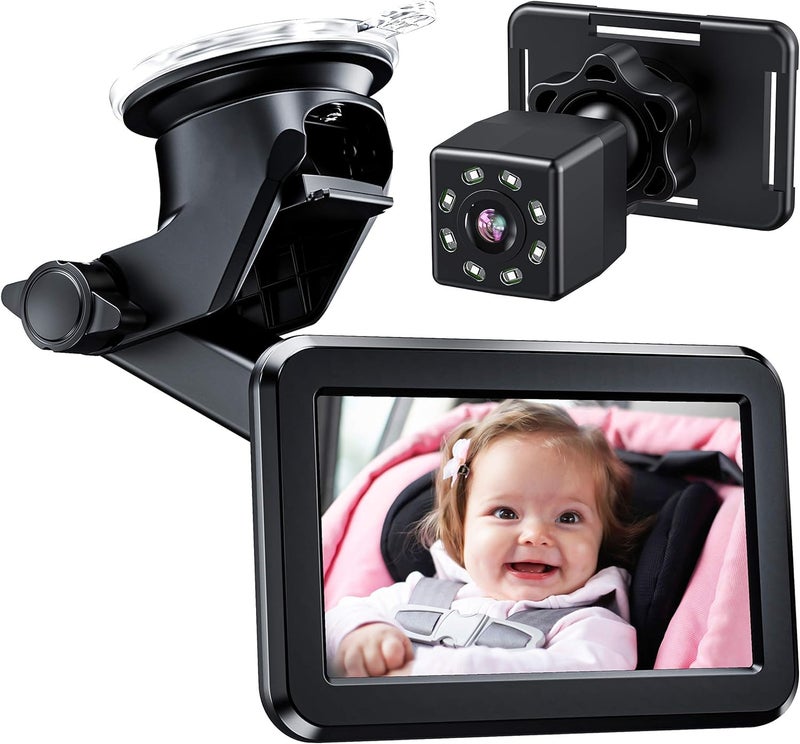 Itomoro Baby Car Mirror, Back Seat Baby Car Camera with HD Night Vision Function Car Mirror Display, Reusable Sucker Bracket, Wide View, 12V Cigarette Lighter, Easily Observe The Baby’s Move - Image 1