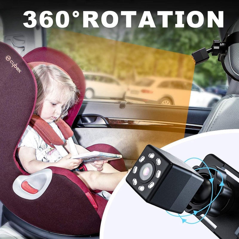 Itomoro Baby Car Mirror, Back Seat Baby Car Camera with HD Night Vision Function Car Mirror Display, Reusable Sucker Bracket, Wide View, 12V Cigarette Lighter, Easily Observe The Baby’s Move - Image 4