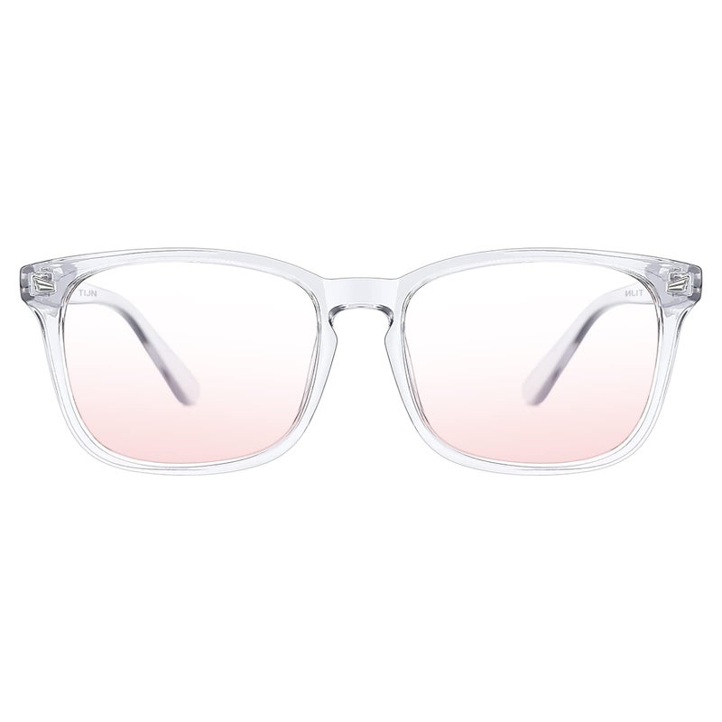 TIJN Blue Light Blocking Glasses for Women Men Clear Frame Square Nerd Eyeglasses Anti Blue Ray Computer Screen Glasses