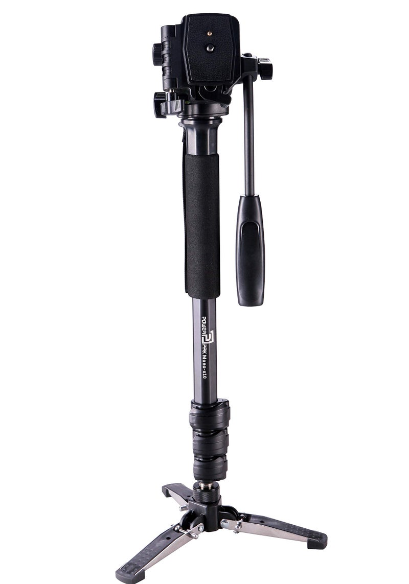 Powerpak Mono-X10 4.8ft Monopod Three Leg self Standing 360 Degree Rotatable with Head for Nikon Canon DSLR Panasonic Video Camera Upto 2.5kg, Black - Image 1