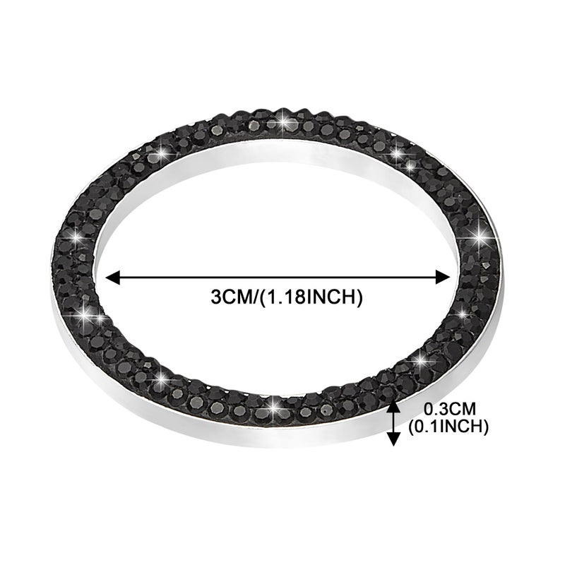 WINKA 2pcs Bling Car Engine Start Button Cover Diamond Crystal Push Start Stop Button Ring Sparkly Bling Ignition Button Cover Rhinestone Keyless Ignition Ring Universal Car Accessories (Black) - Image 2