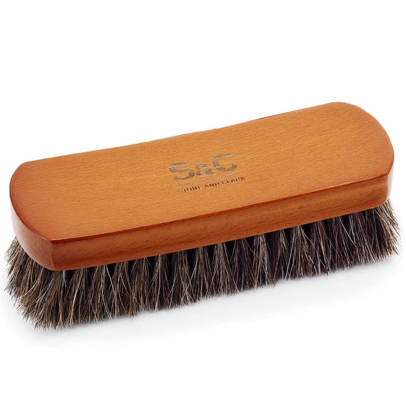 Stone and Clark Stone and Clark Luxury Horsehair Shoe Polish Brush  Handcrafted Beechwood Shoe Brush for Shine and Buffing  Premium Shoe Shine Brush with Soft Horsehair Bristles Brown 