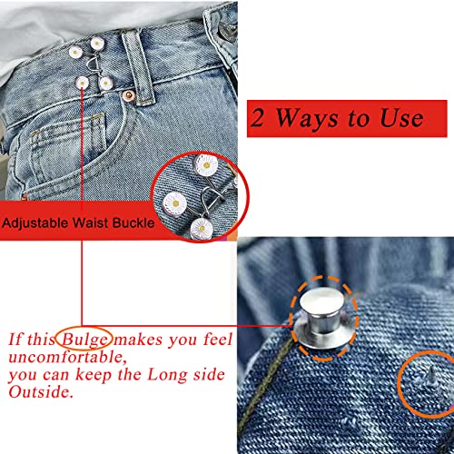 Urmspst 4 Set Pant Waist Tightener, Adjustable Waist Buckle Set, Extra Button for Jeans to Make Tighter, Button Adjuster for Pants, Jeans, Skirts, Sleeves, (Black) - Image 3