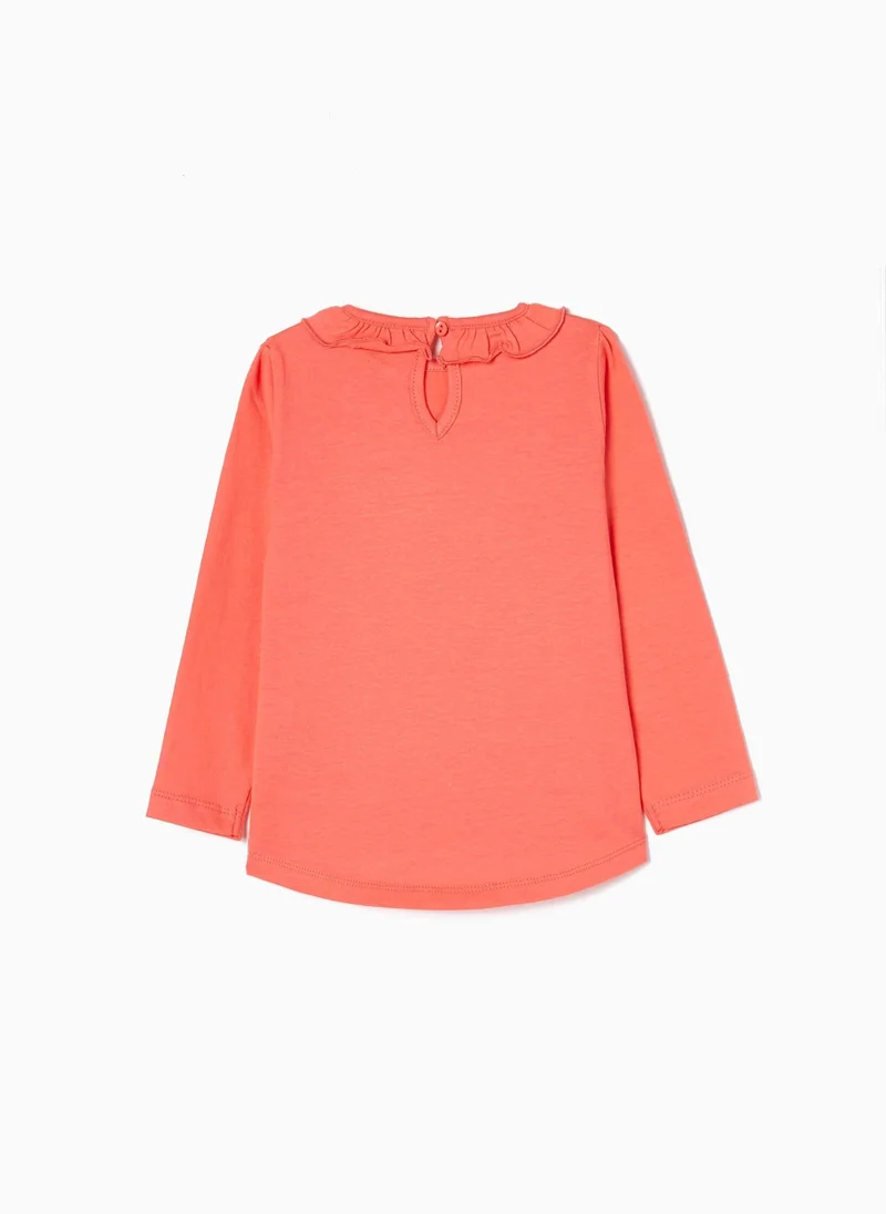 Zippy Long Sleeve Cotton T-shirt for Baby Girls 'Letters', Coral