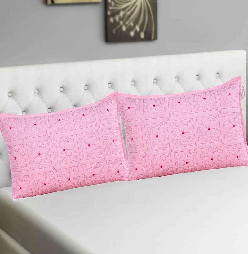 Dream Decor Rectangle Pillow Covers Set of 2 Pure Cotton Embroidery Zipper Pillow Cover for Pillows for Bed, Couch for Home Decor - 18 x 28 Inches, Pink - Image 3