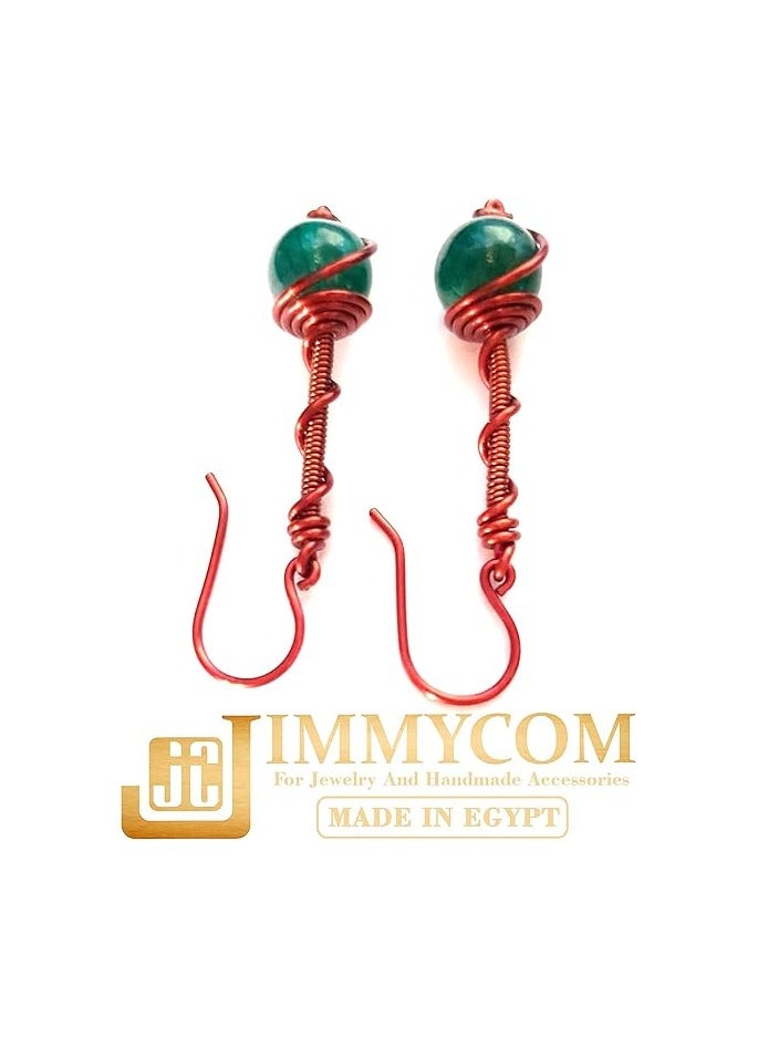 JC jimmycom earring , Long earring ,  plated Copper and Stone,  Dangle Earrings, Women's Earrings, Earrings for Women, Earrings, Unique Earrings Set, Accessories,  Plated copper Earrings (Oil Brazilian Agate)    Length: 50 millimeters; Width: 10 mm  - Image 5