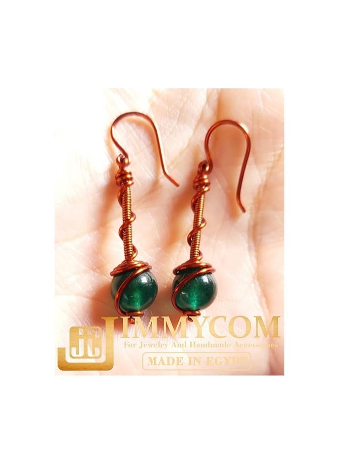 JC jimmycom earring , Long earring ,  plated Copper and Stone,  Dangle Earrings, Women's Earrings, Earrings for Women, Earrings, Unique Earrings Set, Accessories,  Plated copper Earrings (Oil Brazilian Agate)    Length: 50 millimeters; Width: 10 mm  - Image 4
