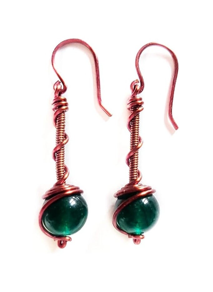 JC jimmycom earring , Long earring ,  plated Copper and Stone,  Dangle Earrings, Women's Earrings, Earrings for Women, Earrings, Unique Earrings Set, Accessories,  Plated copper Earrings (Oil Brazilian Agate)    Length: 50 millimeters; Width: 10 mm  - Image 1