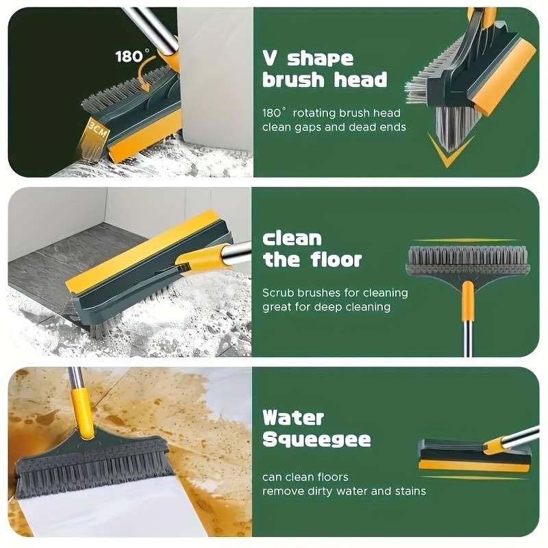 Wazdorf 3-in-1 Bathroom Cleaning Brush with Wiper - Long Handle 180° Rotate Toilet Brush, Tiles Cleaning, Floor Scrub for Kitchen and Bathroom Accessories - Image 4