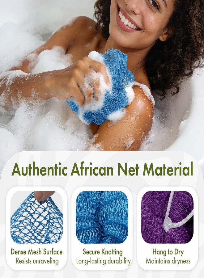 Bathway Loofah Bath Sponge,2 Pack African Net Sponge Authentic,Exfoliating Shower Loofah Body Scrubber for Men and Women,Mesh Shower Pouf Balls for Body Wash - Image 3
