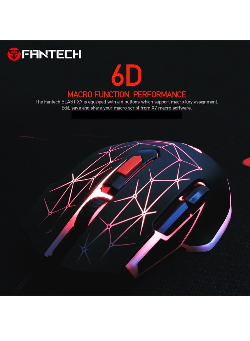 FANTECH BLAST X7 RGB Gaming Mouse - 16.8 Million Colors - 4800 DPI Optical Sensor - 6 Programmable Buttons - RGB Backlight - Black Color.  - Image 3