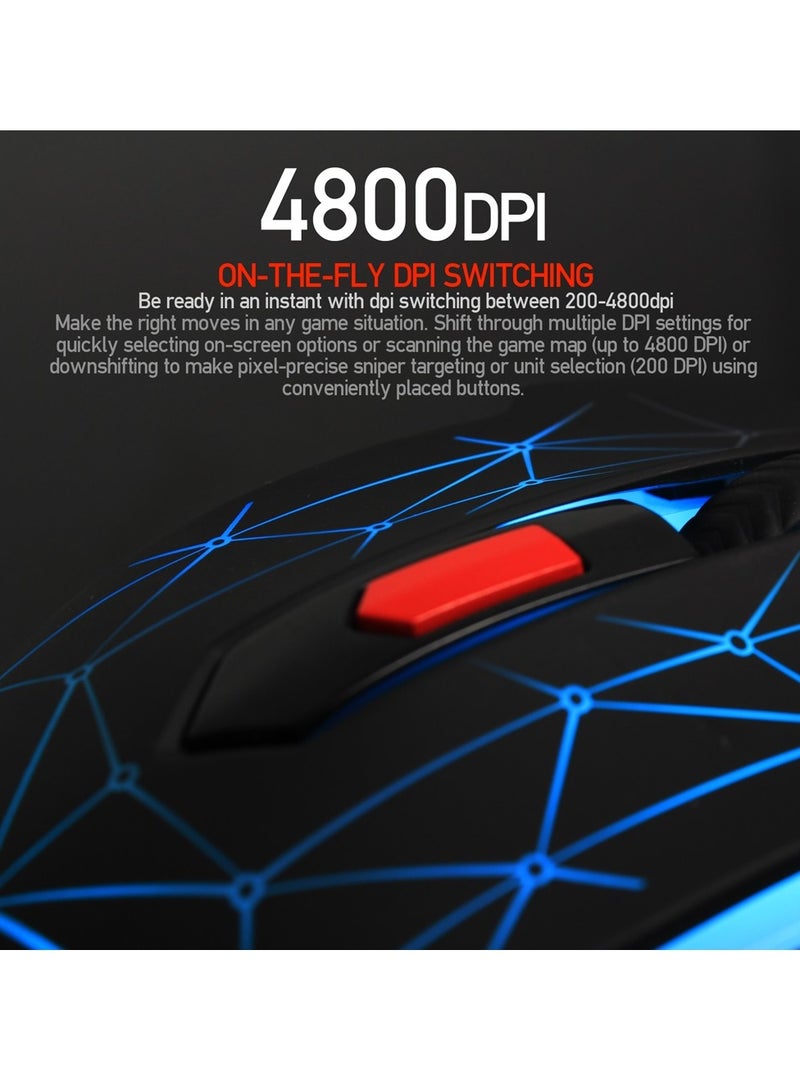 FANTECH BLAST X7 RGB Gaming Mouse - 16.8 Million Colors - 4800 DPI Optical Sensor - 6 Programmable Buttons - RGB Backlight - Black Color.  - Image 4