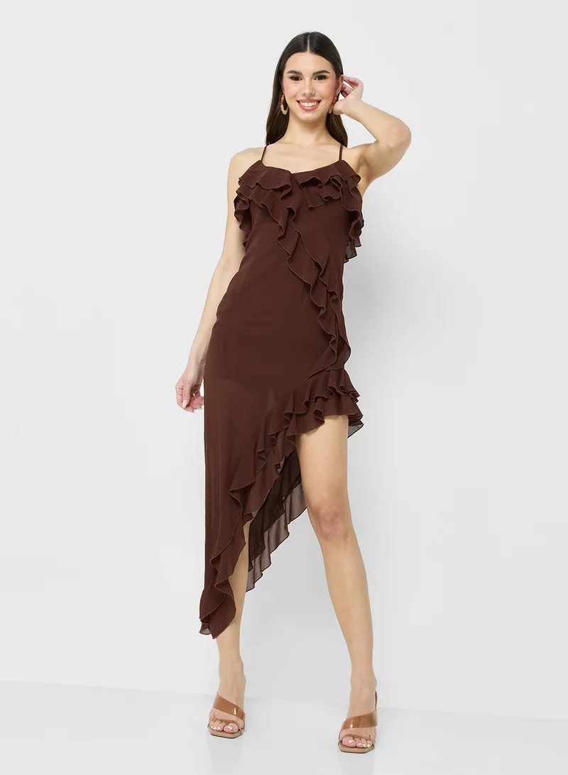 Ginger Ruffled Asymmetric Dress