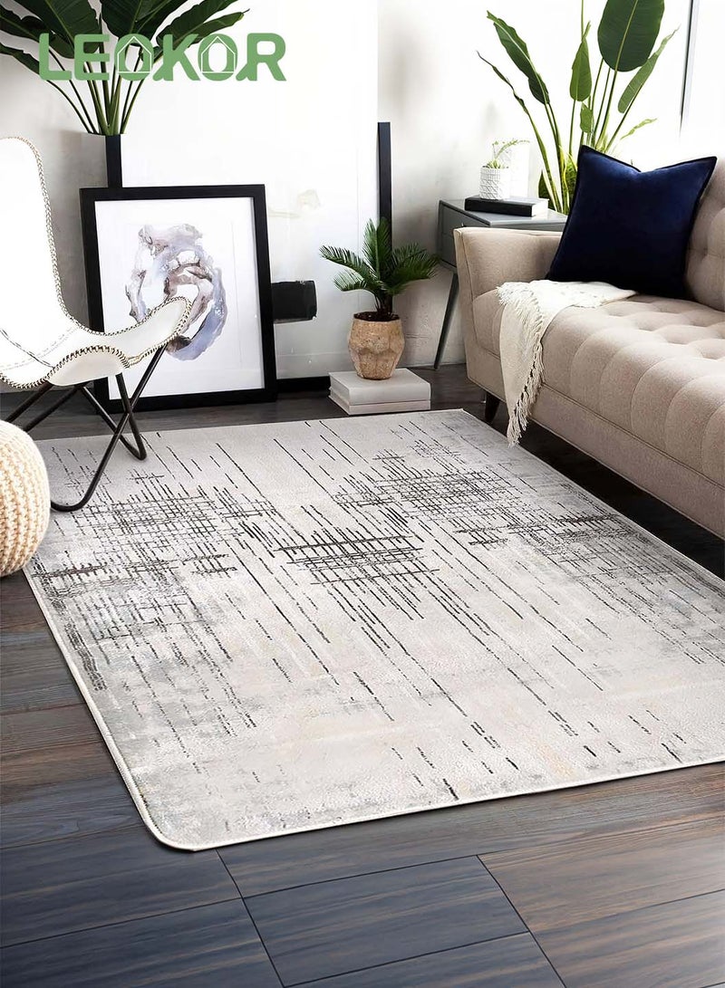 LEOKOR Area Rug with Non-Slip Backing, Washed Large Luxury Carpet for Home Decor, Dirt-Resistant and Water-Absorbent Floor Mat, Soft Short Pile Rugs for Living Room Bedroom Dining Room 140*200CM - Image 1
