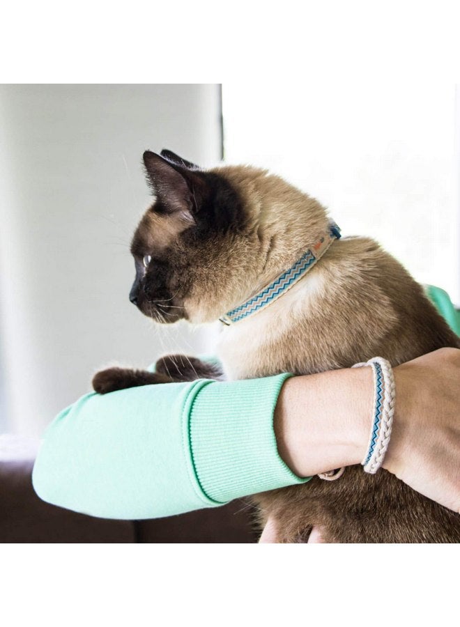 Pettsie Pettsie Easy Adjustable Cat Collar Set, Safety Breakaway Buckle, Matching Friendship Bracelet, Soft Cotton for Sensitive Skin, Ideal for Kitty Lovers, Fits Neck Sizes 7.5-11.5 Inches, Blue  - Image 4