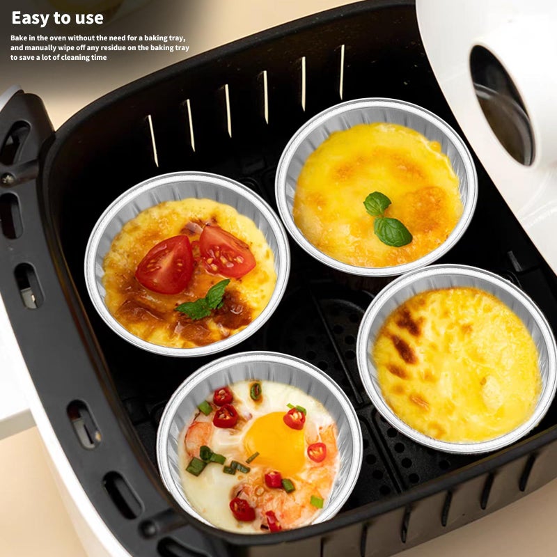 YOIYINI 4th of July 50Pcs Mini Aluminum Foil Cupcake Baking Cups,5oz Mini Cake Pans Disposable, Loaf Pans with Lids,Disposable Ramekins,Tin Cups Containers for Cupcake,Pudding,Muffin(50, Blue) - Image 5