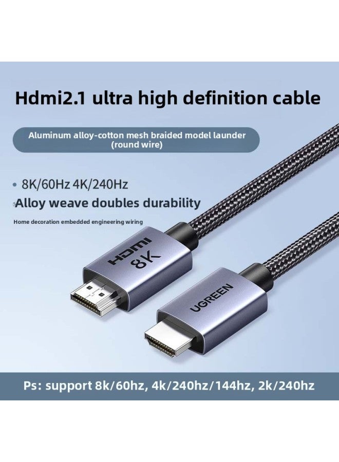 Green Union Hdmi Line HD 2.1 Connection 8k Computer TV Monitor 240hz Projector Lengthened 4k Data-Color:Hdmi2.1 Aluminum Shell Braided Model-Line Length:10m