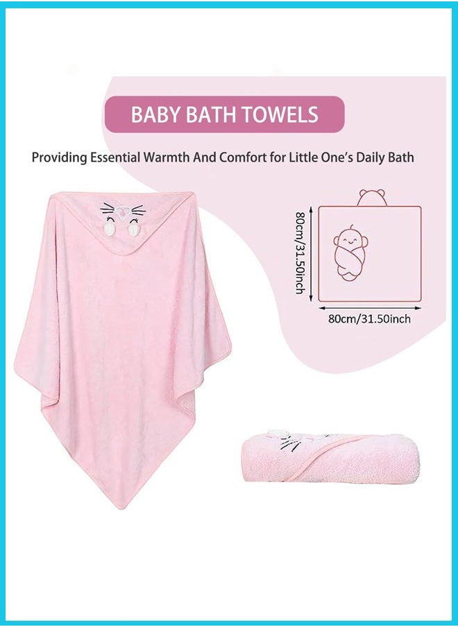 Berma Baby - Baby Hooded Towels, Newborn Bathrobe, Newborn Towel Set with Hood, Soft and Super Absorbent Towel for Babies and Children 0-3 Years (Pink) - Image 1