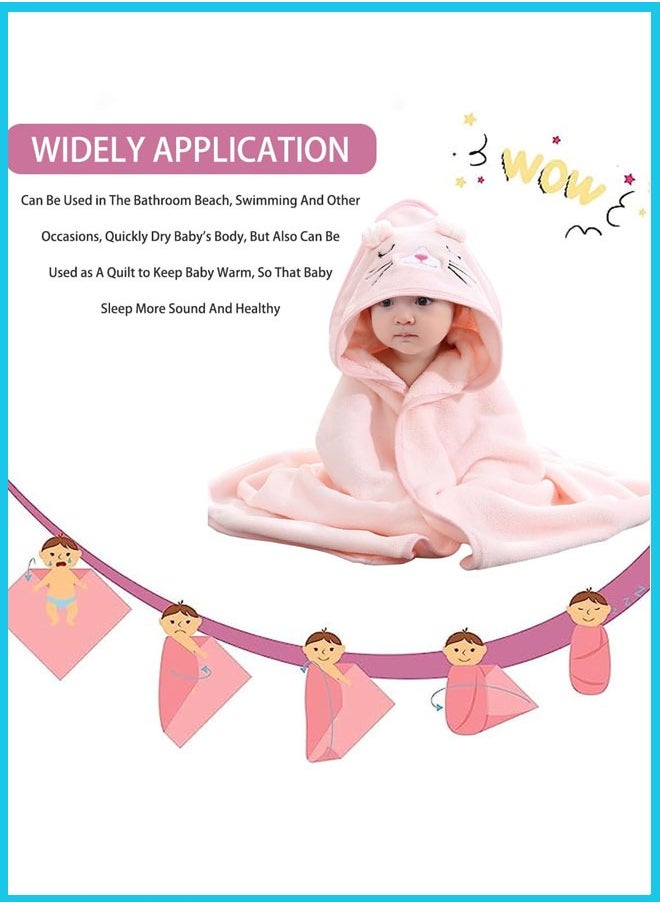 Berma Baby - Baby Hooded Towels, Newborn Bathrobe, Newborn Towel Set with Hood, Soft and Super Absorbent Towel for Babies and Children 0-3 Years (Pink) - Image 1