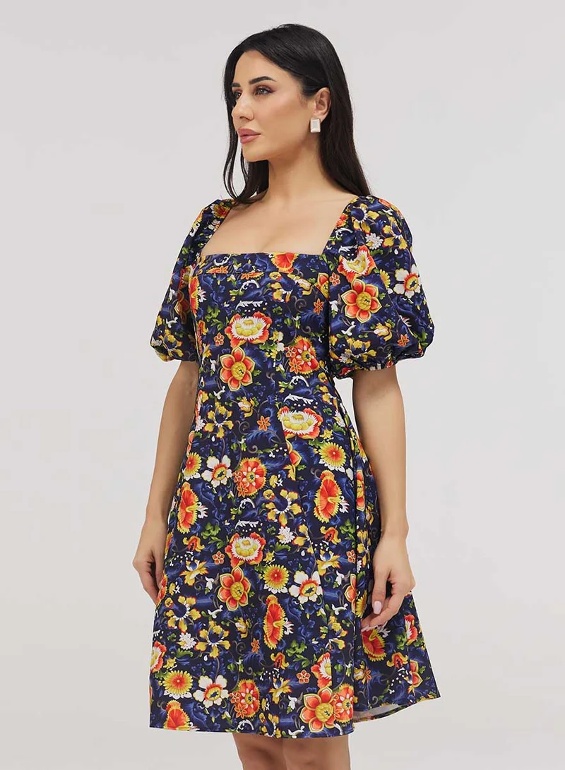 Zigzag  Square Neck Skater Dress for Women | Best Price UAE