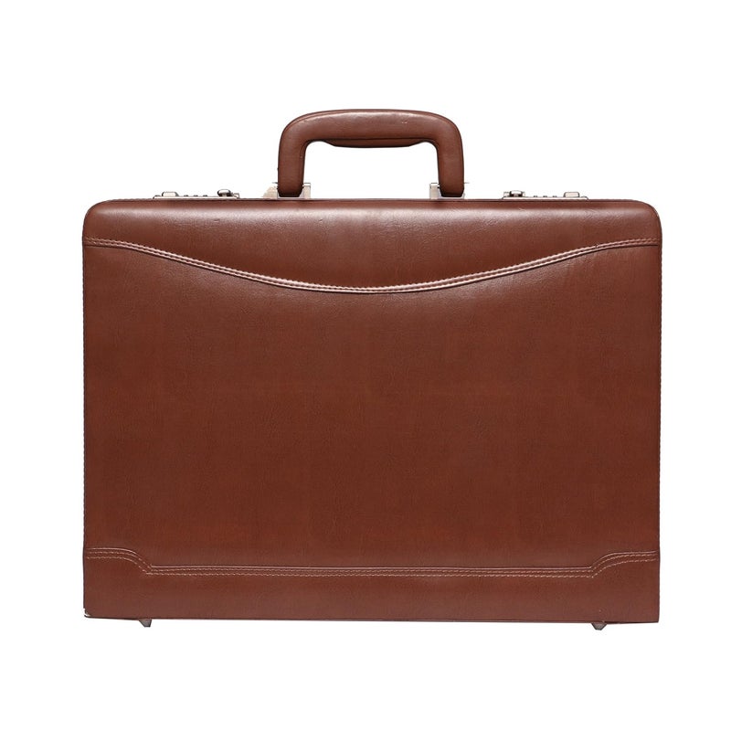 OBANI Tan Faux Leather Briefcase | Business Travel Document Suitcase | Adjustable Number Lock | Multiple Pockets - Image 2