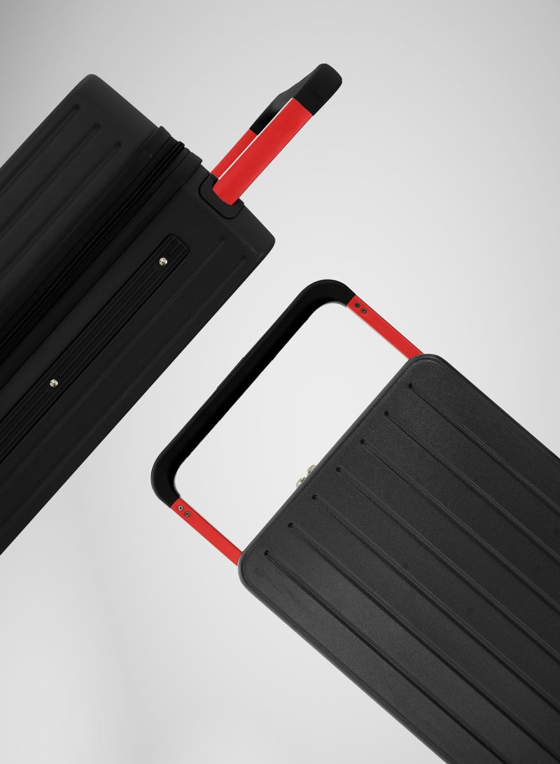 PARAJOHN عربة أمتعة بمقبض عريض لإضفاء الأناقة المطلقة أثناء السفر باللون الأسود - Image 3