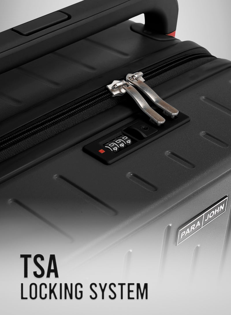 PARAJOHN عربة أمتعة بمقبض عريض لإضفاء الأناقة المطلقة أثناء السفر باللون الأسود - Image 4