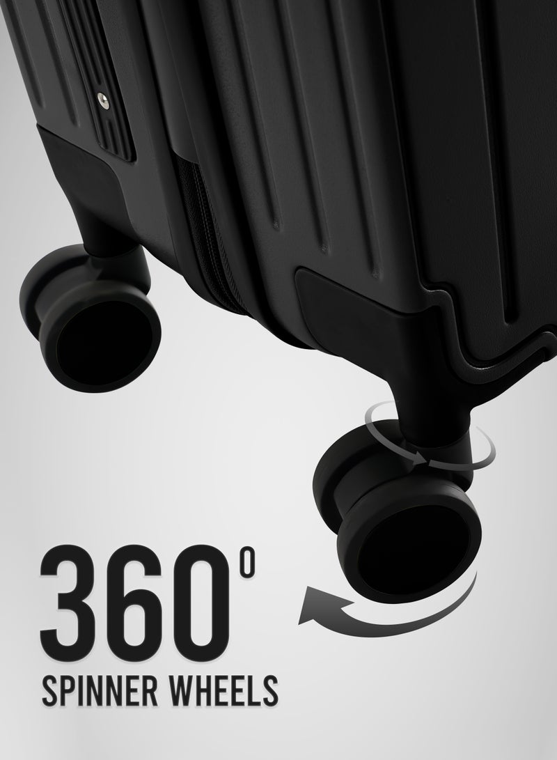 PARAJOHN عربة أمتعة بمقبض عريض لإضفاء الأناقة المطلقة أثناء السفر باللون الأسود - Image 5