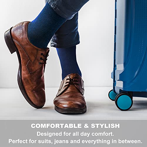 NEWZILL Copper Compression Dress Socks (15-20mmHg) for Men & Women, Cotton Rich Odor Control Best Stockings for Business Casual Running Medical Athletic Edema Diabetic Relief (Dark Blue, L/XL) - Image 5