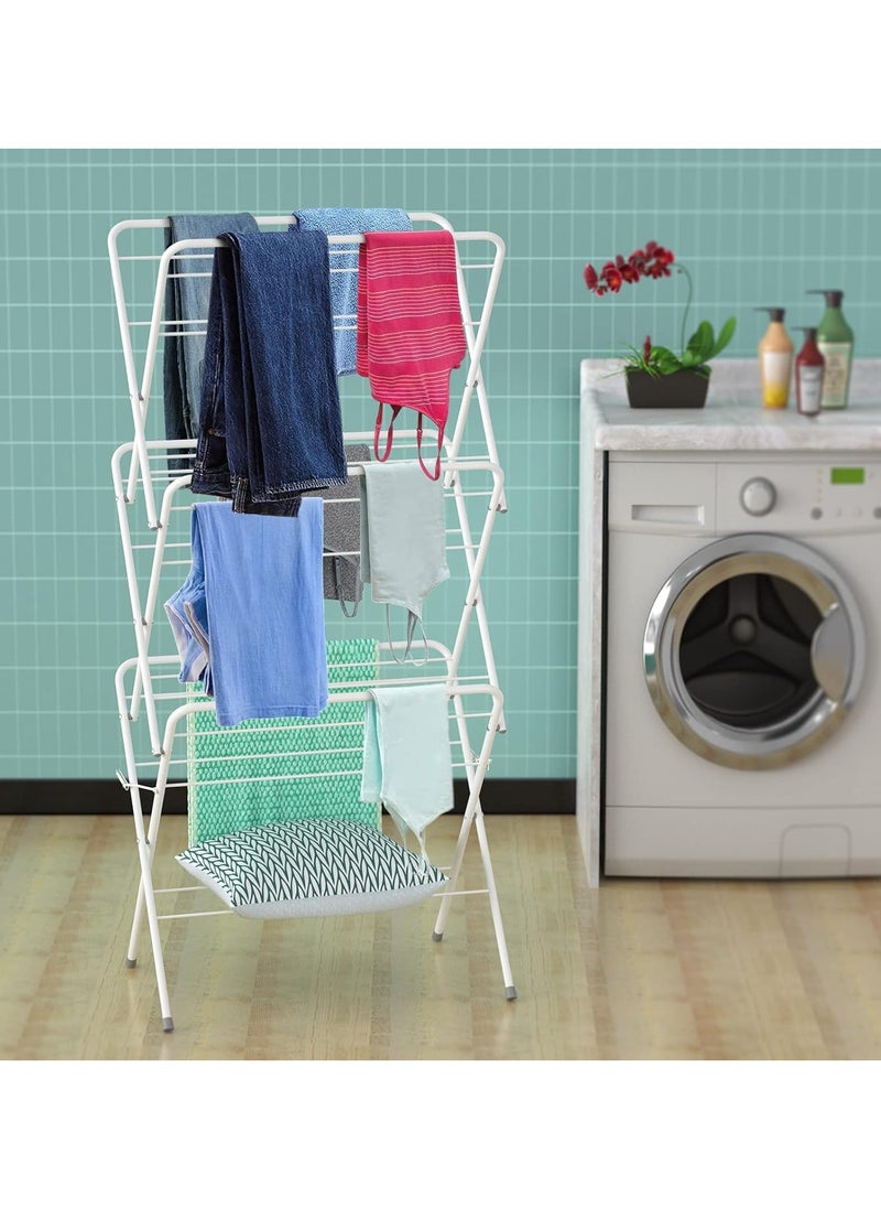 DubaiGallery - 3 Tier Steel Folding Concertina Clothes Airer Laundry Horse Dryer Ideal For Indoor Outdoor - Image 1