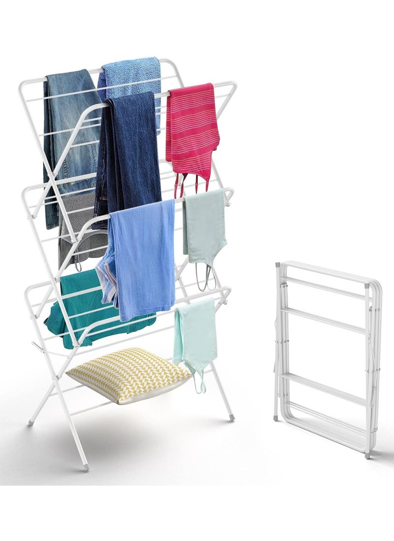 DubaiGallery - 3 Tier Steel Folding Concertina Clothes Airer Laundry Horse Dryer Ideal For Indoor Outdoor - Image 1