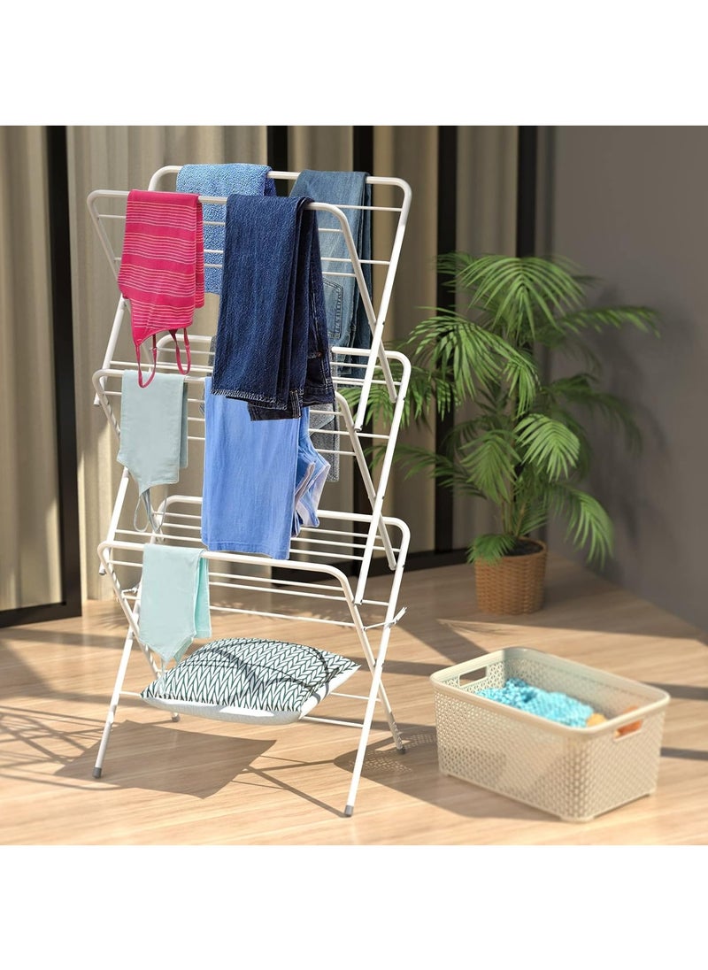 DubaiGallery - 3 Tier Steel Folding Concertina Clothes Airer Laundry Horse Dryer Ideal For Indoor Outdoor - Image 1